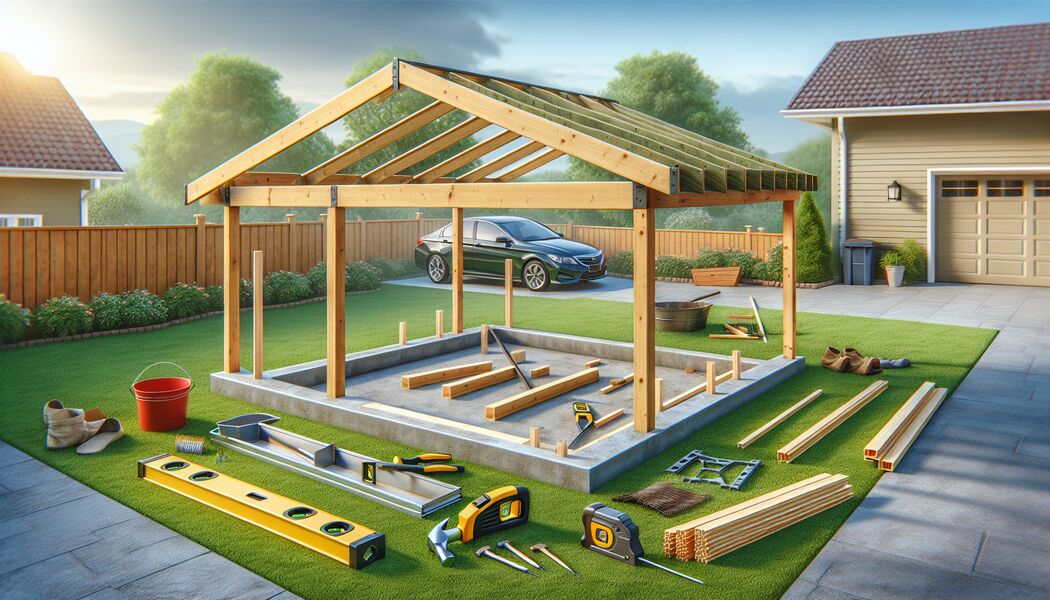 Dachkonstruktion aufbauen und befestigen -  Carport bauen » Schritt für Schritt Anleitung